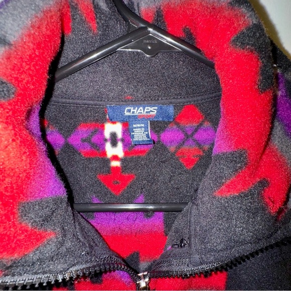 Vintage Chaps Sport Colorful Geometric Native Aztec Design Fleece Vest - Picture 2 of 8